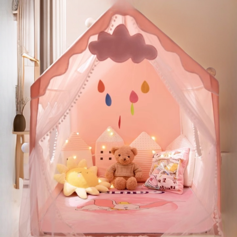 Indoor & Outdoor Use Fold Away Play Tents with Lights, Play Balls, Floor & 2 Windows