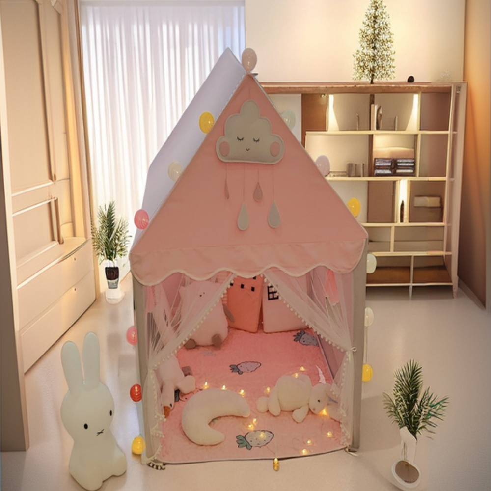 Indoor Square Play Tents with Lights, Windows, Play Balls & Floor