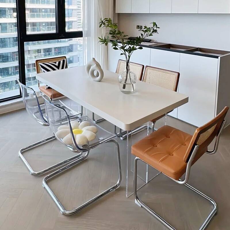 Casual Fixed Slate Stone Dining Table with Ink/Chalk Top