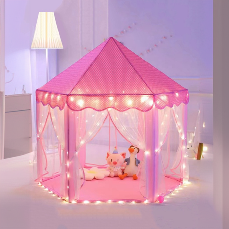 Medium（3'-5'） Cloth Hexagon Indoor Cabin& Cottage Play Tents with Tent Pole and Floor