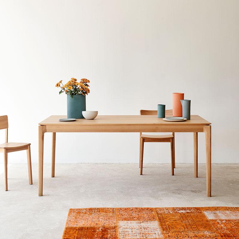 Casual Rectangular Dining Table with Fixed Mechanism and Natural Finish Top