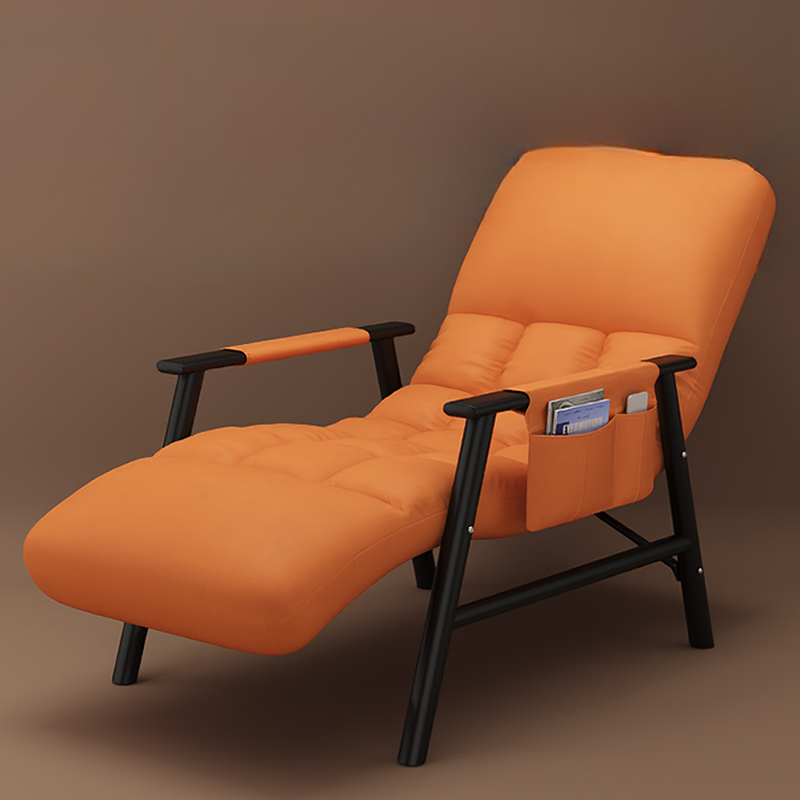 Contemporary Solid Colour Recliner Armchair with White/Azure/Emerald Green Upholstery, Iron Frame, Non-Rocking Base, and Locking Back Angle Adjustment