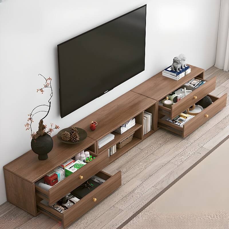 Auburn Modern Design Lumber TV Stand with Shelf and Unsheltered Storage