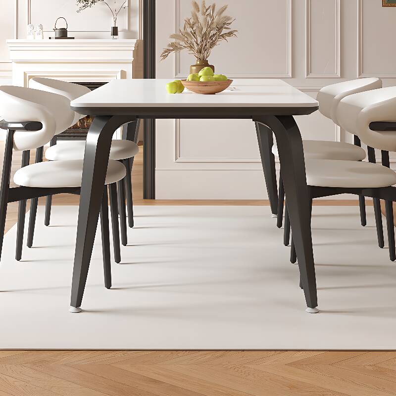 Casual Rectangular Dining Table with Sintered Stone Top, Fixed Mechanism