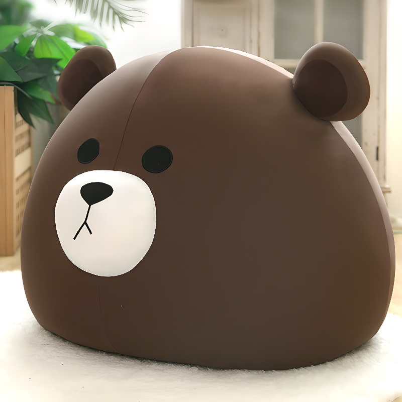 Cartoon Themed Classic Bean Bag with Polka Dots Textile Upholstery