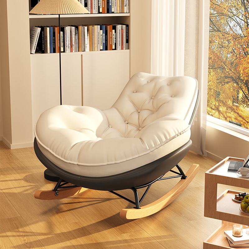 Art Deco Alloy Rocking Chair with Water Proof Upholstery and Flared Arm