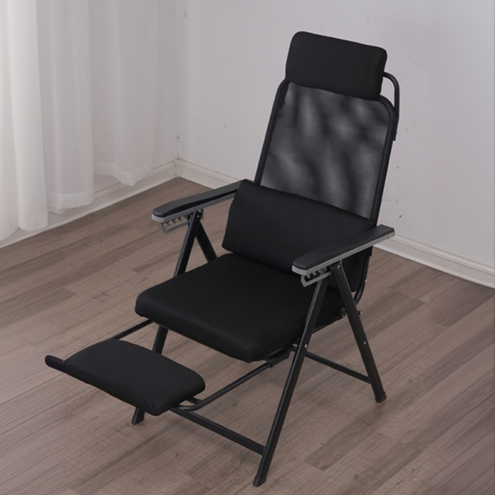 Accent Recliner with Headrest, Locking Back Angle, Padded & Midnight Black Independent Foot Movement, Non Rocking, Alloy
