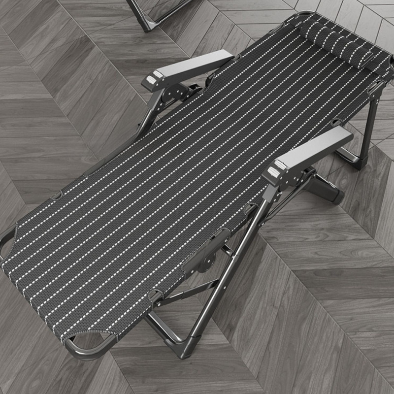 Striped Fold-up Recliner Armchair with Padded Upholstery and Headrest