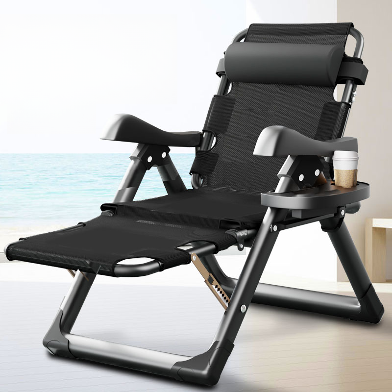 Padded Fold-up Recliner Armchair with Headrest and Cup Holder Storage