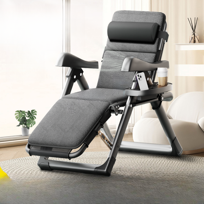 Fold-up Padded Recliner Armchair with Headrest and Cup Holder