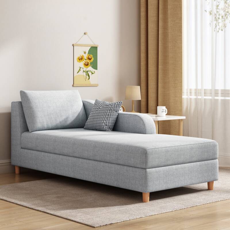 Casual Solid Colour Upholstered Chaise Chair with Left-side Arm/Right-hand Piece and Reclining Pillow