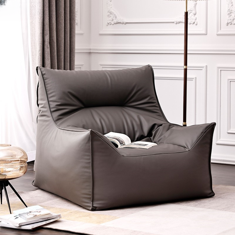 Expanded Polypropylene Beans Pre-Filled Cocoa/Gray/Ivory Solid Colour Leatherette Bean Bag Set/Bean Chair for Seats 1