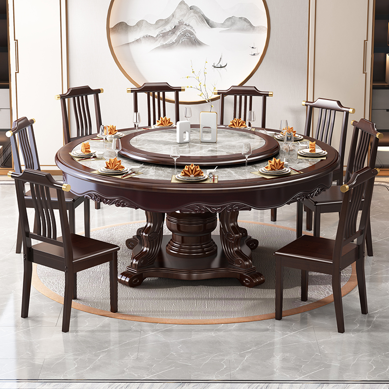 Casual Circular-shaped Dining Table with Dove Grey Sintered Stone Top, Lazy Susan Mechanism