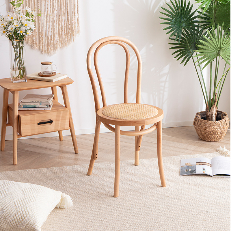 Casual Side Chair with Ventilated Back, Upholstered Seat, Ink/Light Brown/Chalk Legs, and Natural Wood