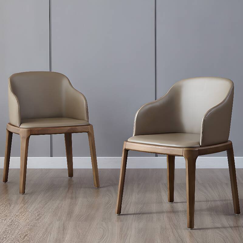 Casual Arm Chair with Imperforate Back, Upholstered Seat, Armrest, and Natural Wood Legs