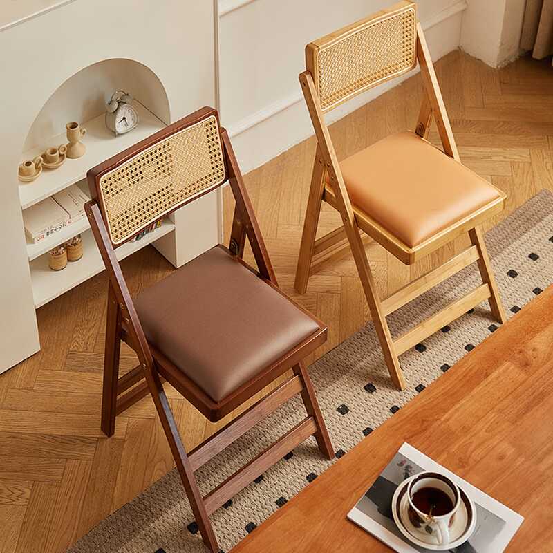 Collapsible Side Chair with Walnut/Tangerine Colour Legs and Rollers