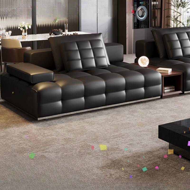 Versatile Black Sofa, Straight/L-Shape, 7-Seater, Horizontal/Right Hand Facing Orientation