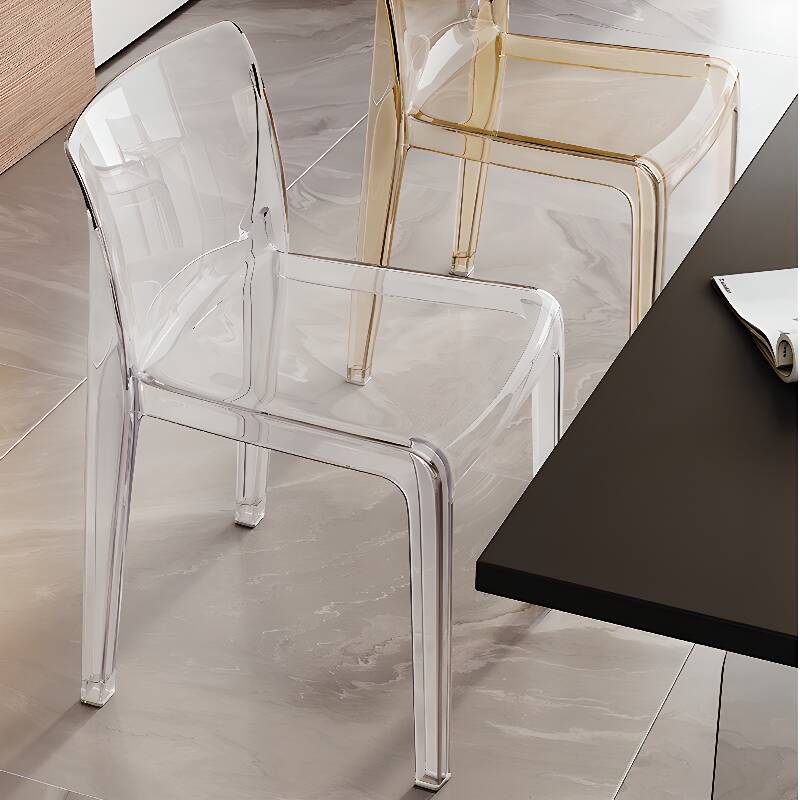 Dove Grey/Sepia/Transparent Polymer Legged Side Chair with Imperforate Back, Nestable