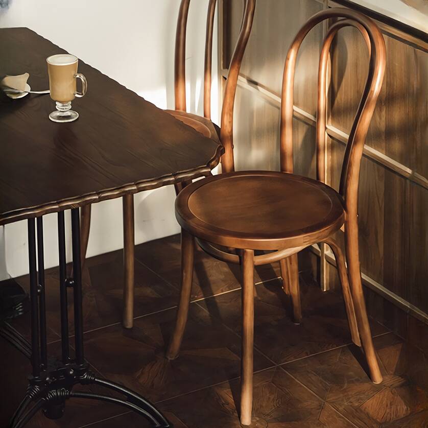 Art Deco Side Chair with Standard Back, Midnight Black/Sepia Natural Wood Legs