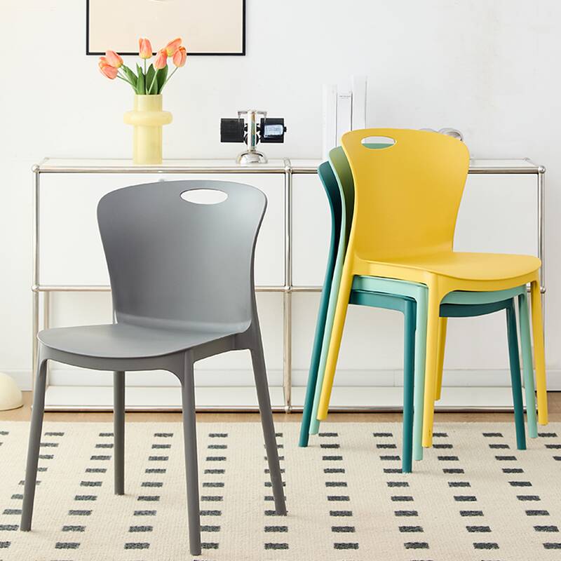 Casual Side Chair with Imperforate Back, Indigo/Light Green/Lemon Colour Polymer Legs, Stackable