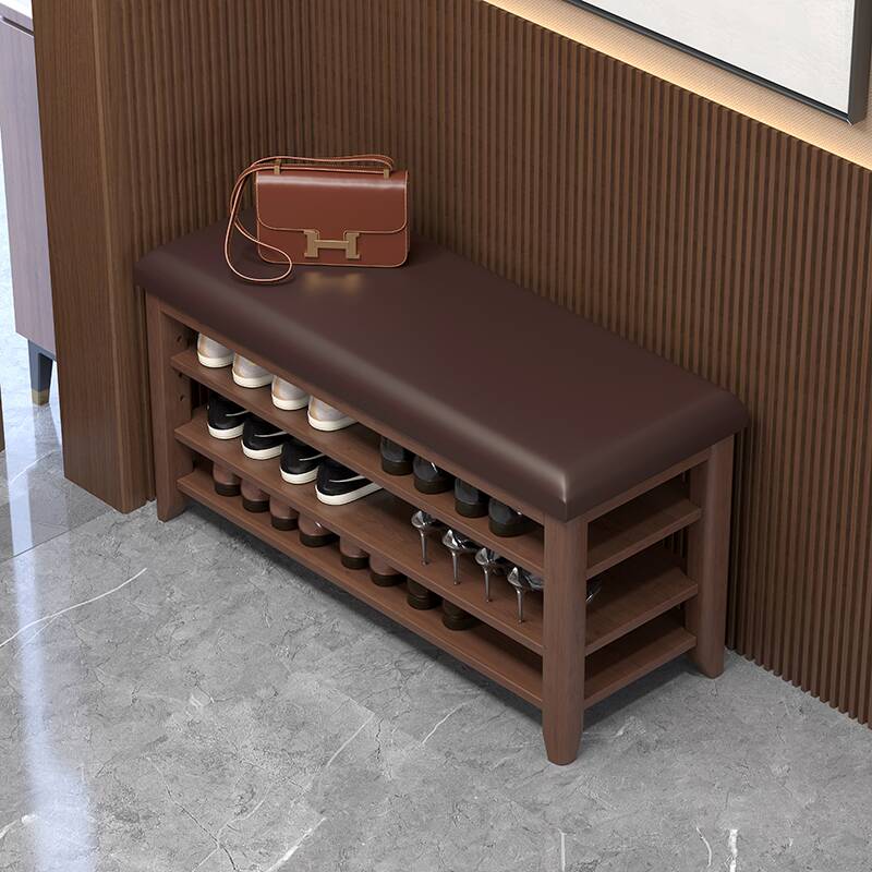 Casual Rectangle Solid Colour Sitting Bench Indoor with Artificial Leather in Cocoa/Ivory, Locker Storage, and Cushioned