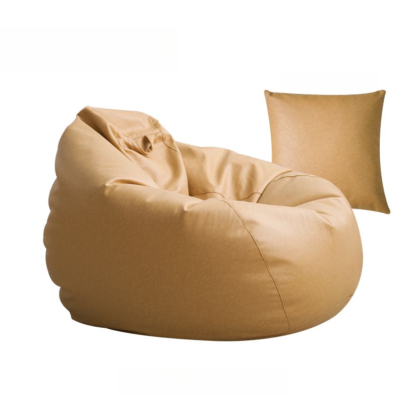 Solid Colour White/Green/Sepia Leatherette Bean Bag Set with Pillow, Fill Included, Zipper Closure, and Removable Cover