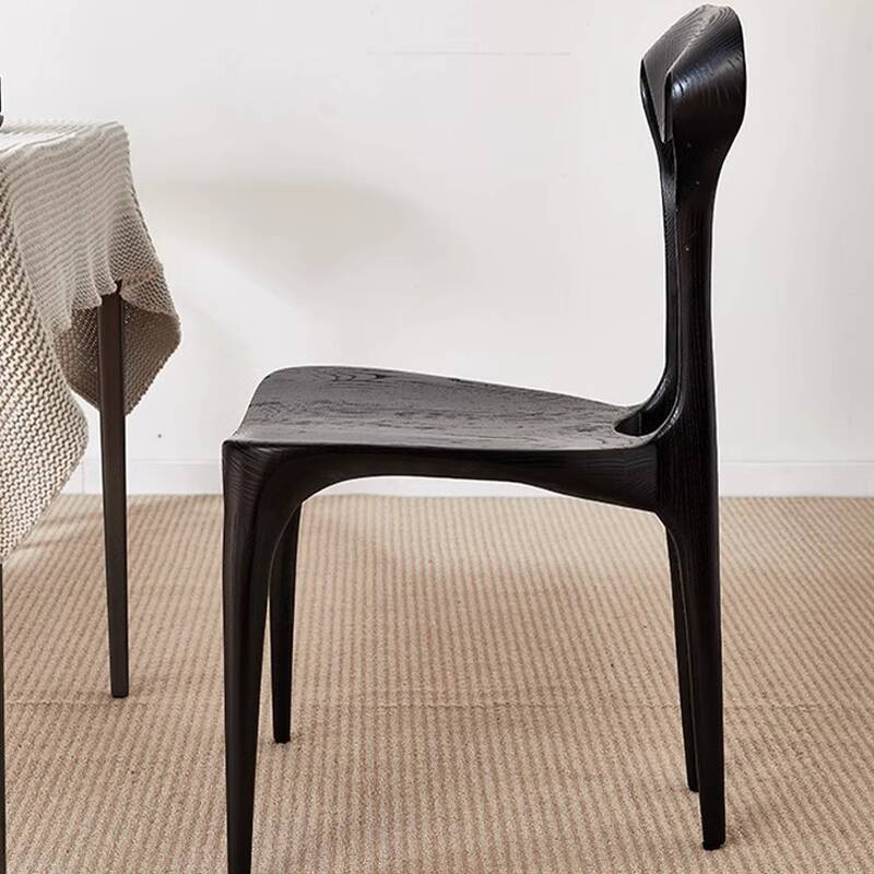 Casual Side Chair with Natural Wood, Ventilated Back, and Ink Legs