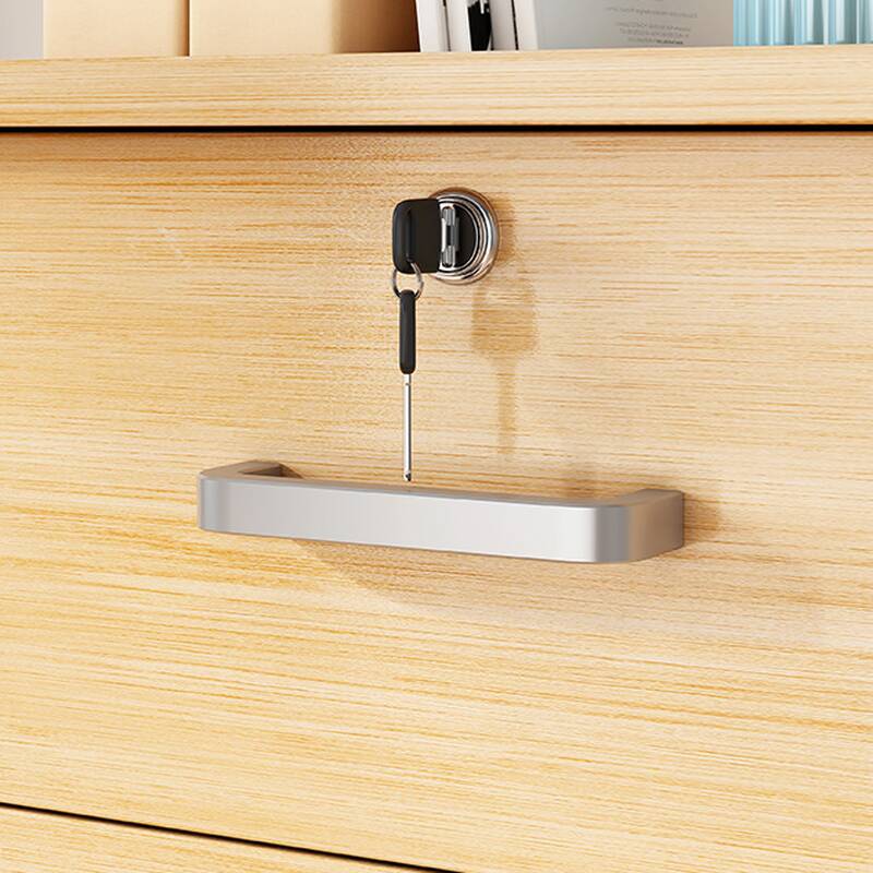 Contemporary Manufactured Wood Vertical/Horizontal Filing Cabinet with Caster Wheels and Key Lock