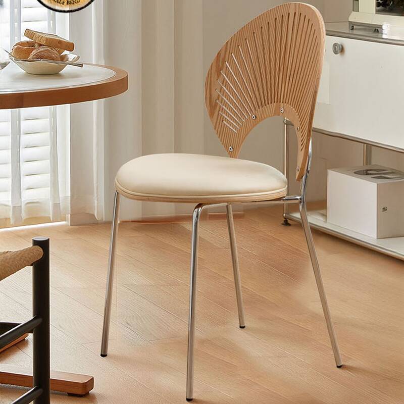 Contemporary Side Chair with Ventilated Back, Upholstered Seat, Nestable, and Alloy Legs