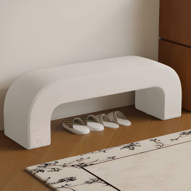 Casual Upholstered Solid Colour Sitting Bench Indoor with Cushioned Seat