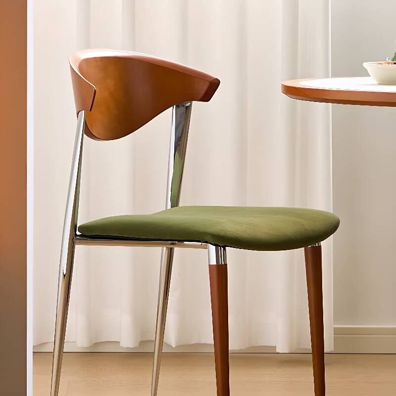 Minimalist Side Chair with Ventilated Back, Cushioned Seat, Midnight Black/Sepia Metal Legs