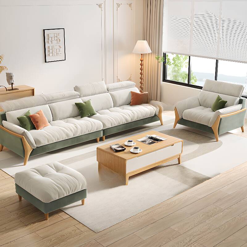 Straight/L-Shape Chalk Sofa/Sofa Chaise with Horizontal/Left Orientation and Standard Foam Seat Fill