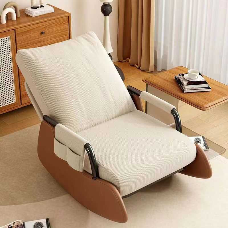 Chalk/Green Art Deco Upholstered Front Porch Rocking Chairs with Scratch-defiant Finish and Track Arm