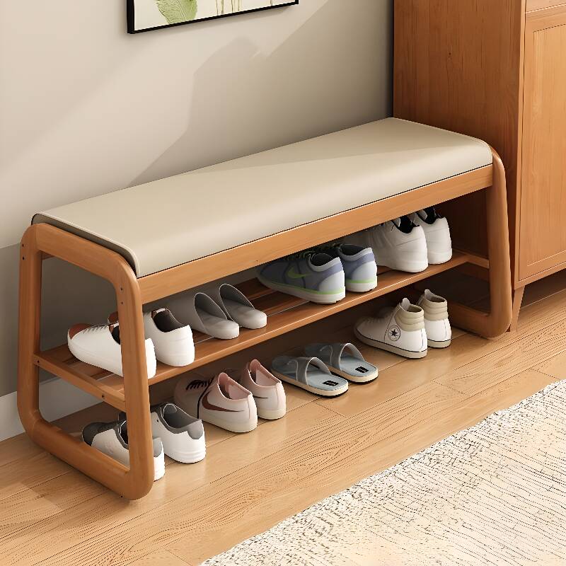 Casual Solid Colour Cushioned Upholstered Sitting Bench Indoor with Locker Storage