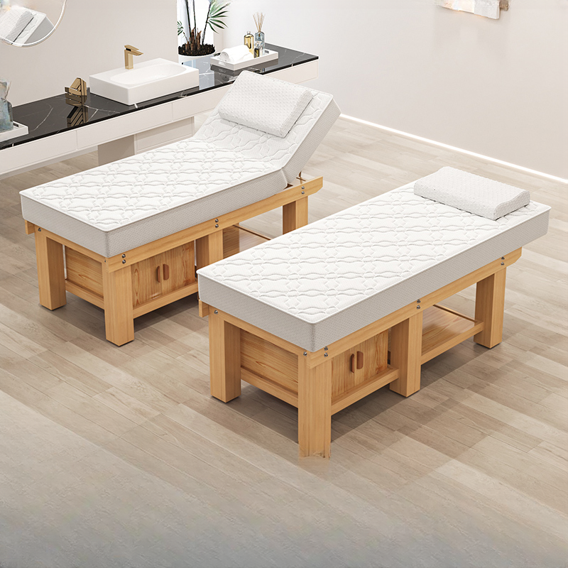 Timber Rectangular Fixed Height Facial Bed with Trestle Base