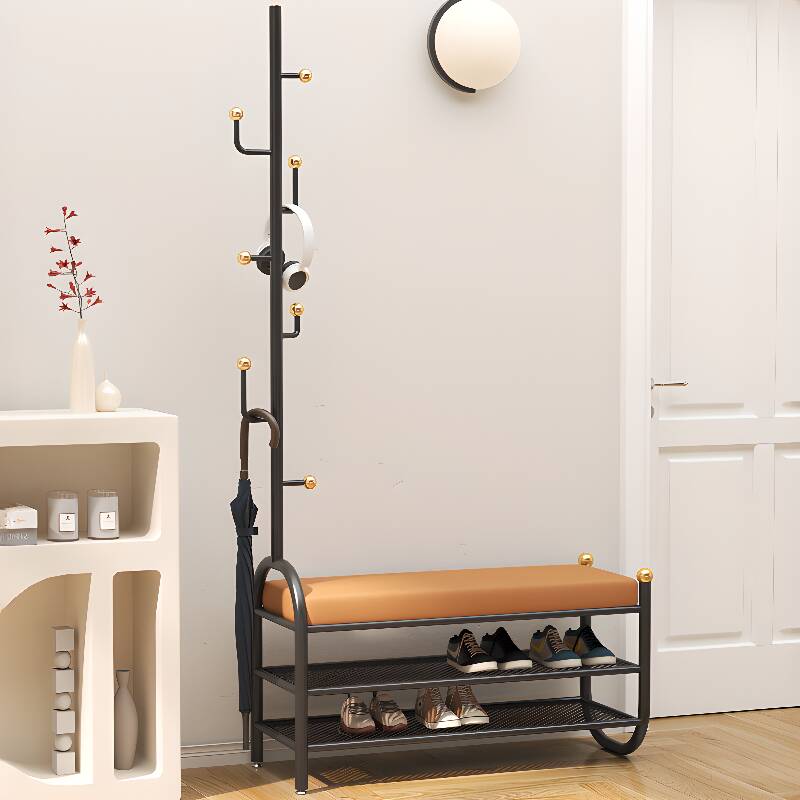 Casual Metal White/Amber Colour Cushioned Solid Colour Sitting Bench Indoor with Locker Storage