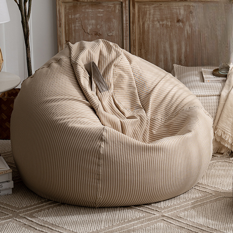 Striped Adult Beanie Chair in Linen Blend, Armless, Environmentally Friendly, Ideal for Sitting, Moveable