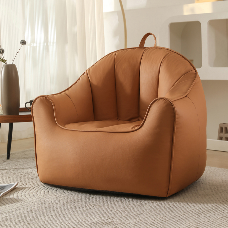 Adult Faux Fur Bean Bag Set with Armrest, Ottoman, Handy and Moveable Features