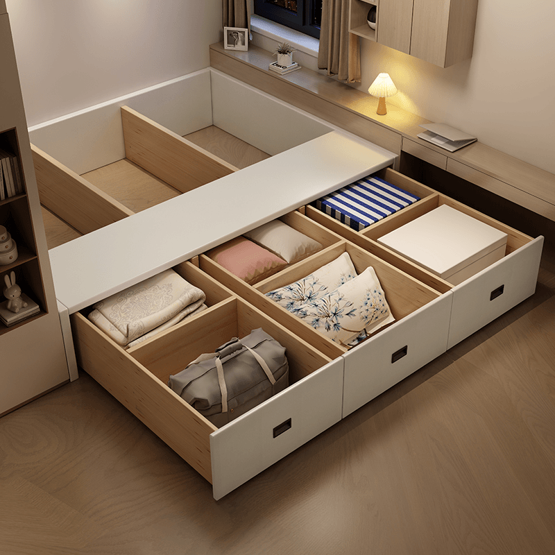 White Modish Storage Bed with 3 Drawers