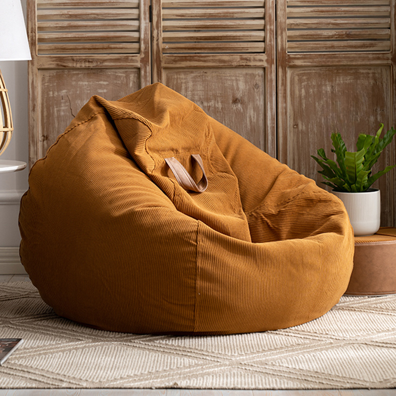 Solid Colour Corduroy Bean Seat with Pink/Green/Cocoa Upholstery, Handy Bean Bag Chair, Filled with Expanded Polypropylene Beans, Removable Cover