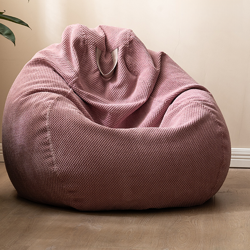 Solid Colour Gray/Pink Corduroy Bean Seat with Expanded Polypropylene Beans and Removable Cover for One