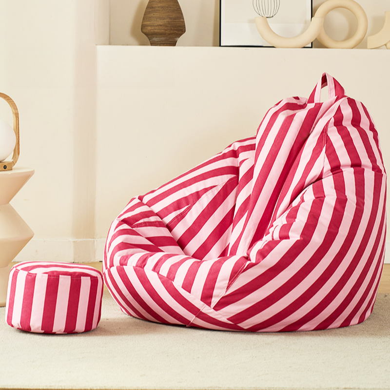 Striped Flannel Bean Bag Set in Ink/Blue