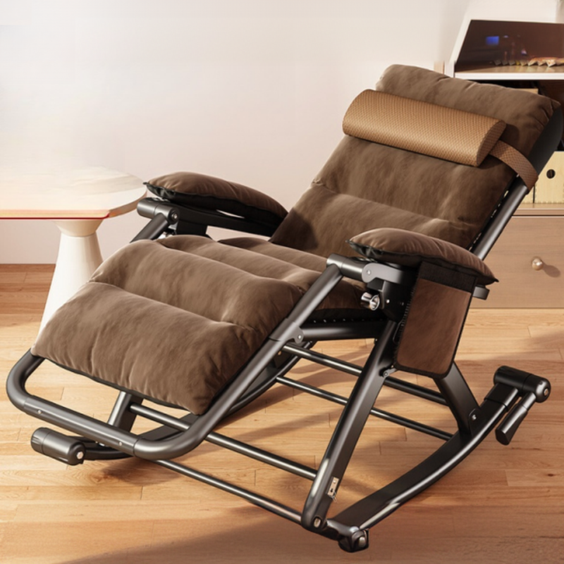 Cocoa Contemporary Alloy Rocking Chair with Scratch-defiant Padded Seat and Track Arm