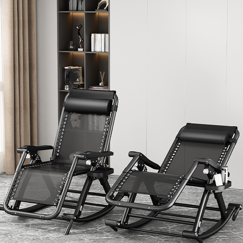 Contemporary Alloy Rocking Chair with Scratch-defiant Padded Seat and Track Arm