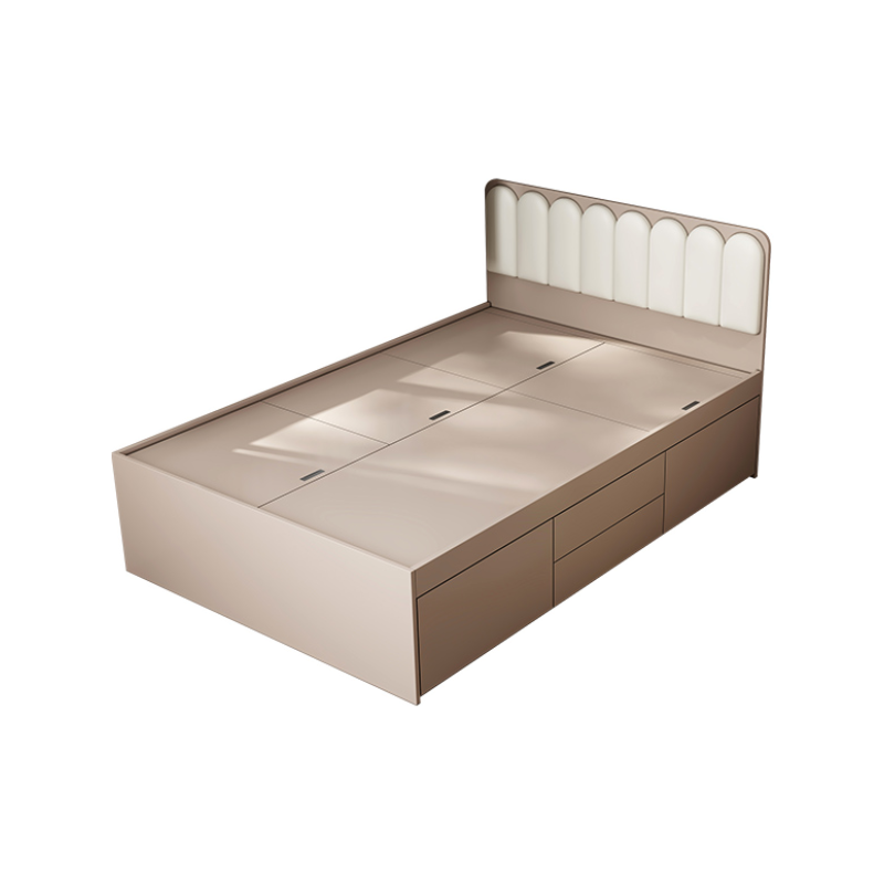 Light Gray Storage Bed with 2 Drawers, Upholstered Frame, Drawer Storage, Panel Headboard, Sponge Fill, and Pillow Tilt