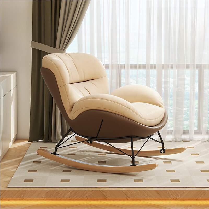 Rocking Chair with Ottoman, Flared Arm, Rear Back, and Stationary Base