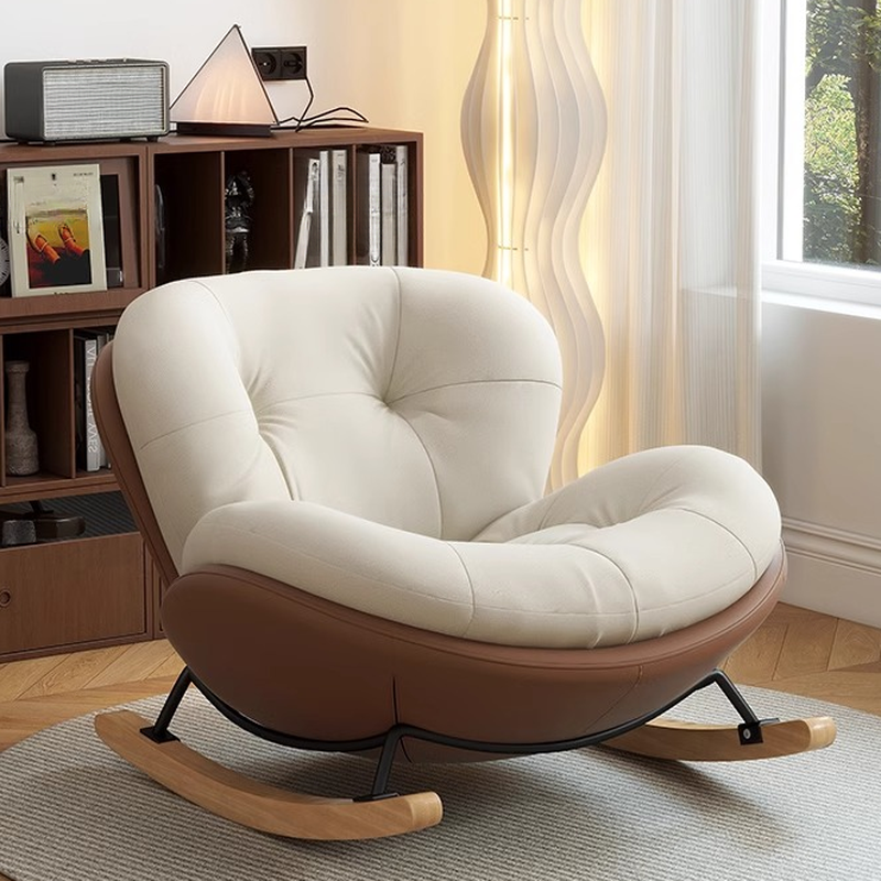 Contemporary Upholstered Rocking Armchair with Scratch-defiant, Padded, Track Arm, Rear Back, and Stationary Base