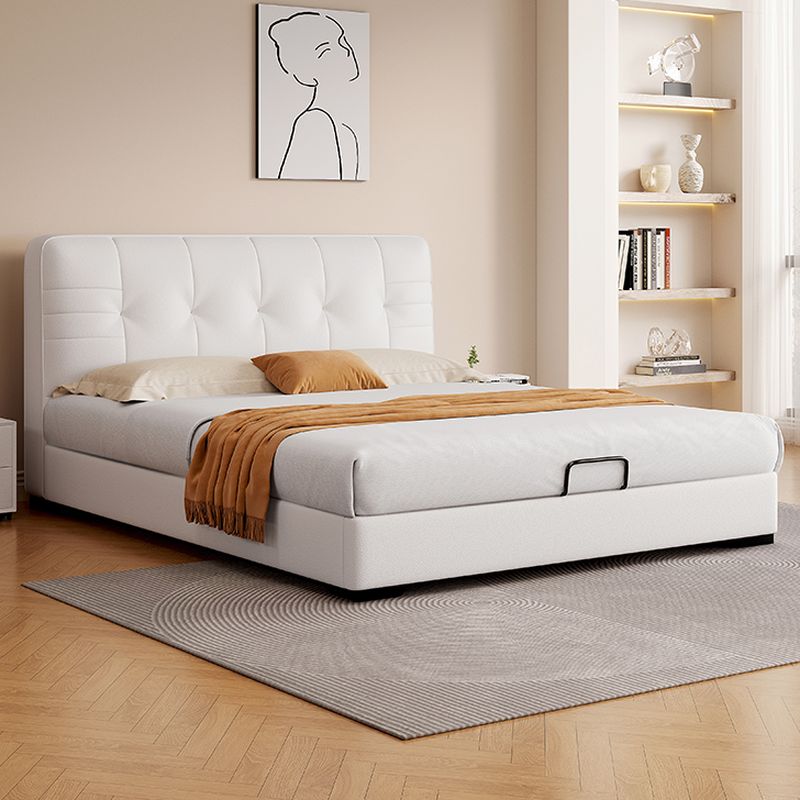 Chalk Simplistic Panel Bed with Sponge Mattress for Bedroom