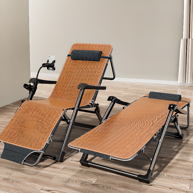 Recline Chairs with Metal Frame, Non-Rocking Base, Removable Cushion, Pillow, Locking Back Angle, and Arm Compartment Storage