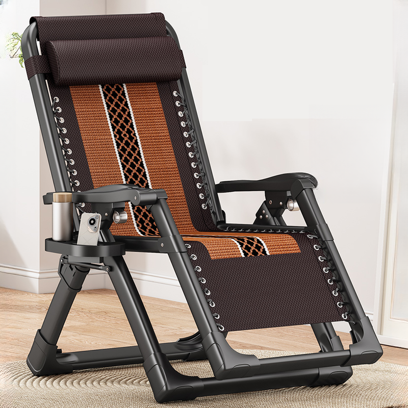 Tartan/Patterned Ink/Brown Recline Chairs with Non Rocking Base, Pillow, Locking Back Angle, Cup Holder, and Independent Foot Movement